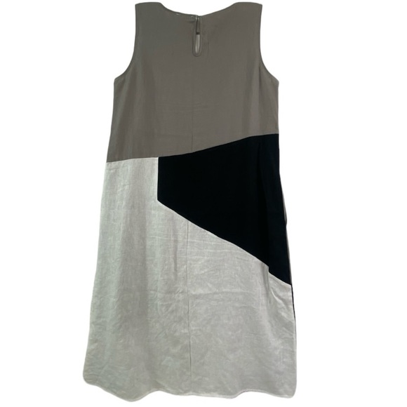 FORCYNTHIA Women's Linen Blend Colorblock Sleeveless Midi Dress. Size Medium - Picture 7 of 10